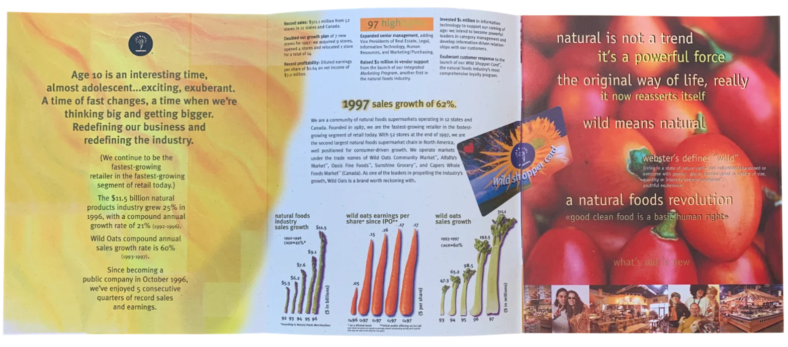 The 1997 Wild Oats Annual Report won Investor Relations Best Annual Report